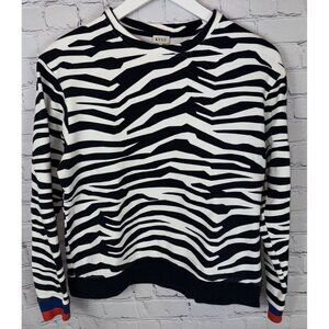 KULE The Hobbes Zebra Print Sweatshirt Women’s Size Small Black White